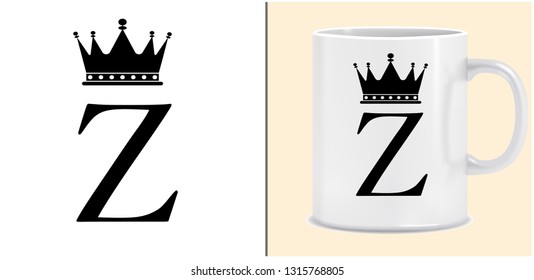 Cup and letter design - King Crown