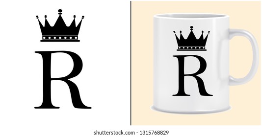 Cup and letter design - King Crown