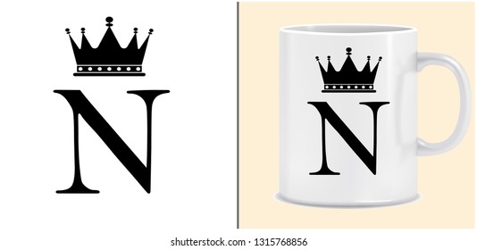 Cup and letter design - King Crown