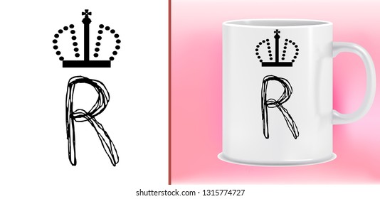 Cup and letter design - King Crown