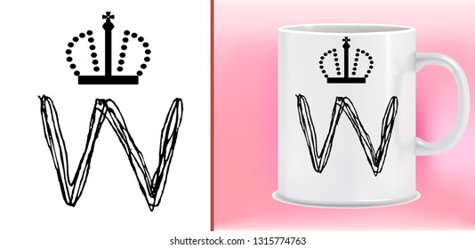 Cup and letter design - King Crown