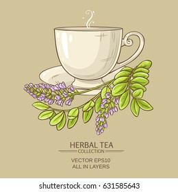 cup of licorice tea on color background