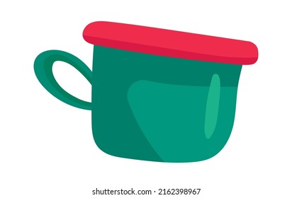 Cup with Lid Camping Equipment. Vector illustration