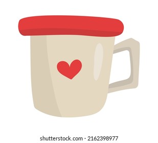 Cup with Lid Camping Equipment. Vector illustration