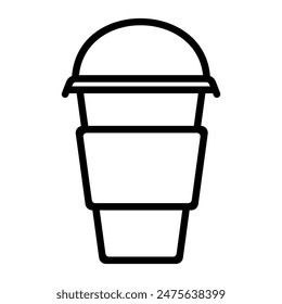 Cup with lid line icon vector design template and illustration with editable stroke