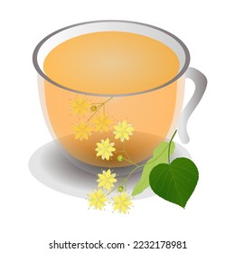 Eine Tasse Leinentee einzeln auf Weiß.