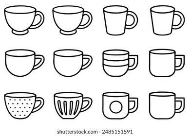 Cup line art design illustration abstract drinkware outline