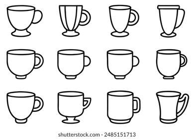 Cup line art design illustration vintage cup sketch