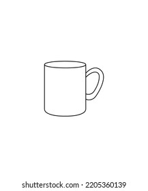  cup line art icon - Kitchen Vector isolated on white background.  illustration of cup. Perfect for coloring book, textiles, icon, web, painting, children's books, t-shirt print.