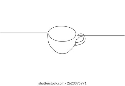 Cup of line drawing vector, line drawing cup design, Teacup single line drawing editable stroke. Simple art for cafe, restaurants minimalistic vector design.