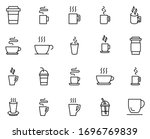 Cup line icon set. Collection of vector symbol in trendy flat style on white background. Cup sings for design.