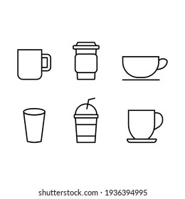 Cup line icon set. Collection of vector symbol . Simple set of coffee 