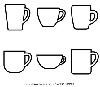 Cup line set icon, logo isolated on white background