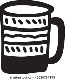 Cup linear drawing. Cup vintage sketch