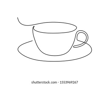 Cup in the lines. Black and white drawing. Vector. 