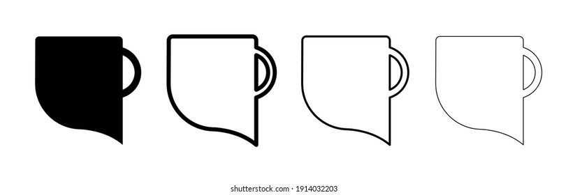 Cup location label. Coffee cup icon with speech bubble. Writing area label. Editable drawing. Various icon set. Vector on a white background.