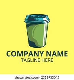Cup logo for coffee or tea, this illustration is created in a cartoon style