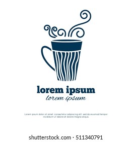 a cup. Logo design. monochrome flat silhouette.