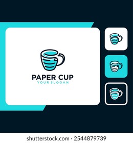 cup logo design with paper and coffee