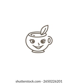 cup logo icon line design natural drink scary vector illustration