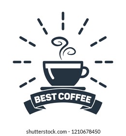 Cup logo isolated icon on white background, 400 coffee set, company name, banner