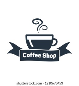 Cup logo isolated icon on white background, 400 coffee set, company name, banner