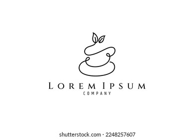 Cup logo with leaf decoration in one line design