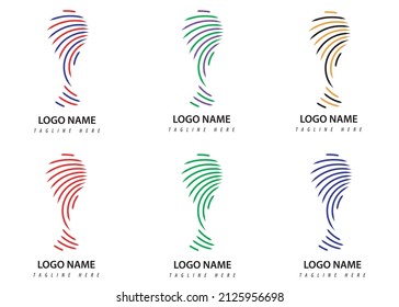 Cup logo in multiple colors, red, blue, green, black, yellow, vector illustration