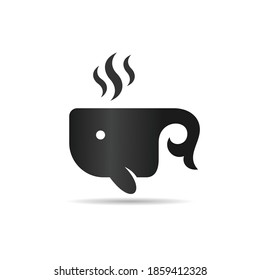 cup logo with whale concept