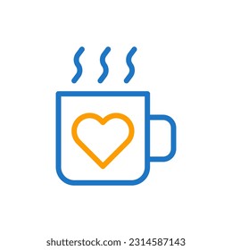 Cup love icon duocolor blue orange style valentine illustration vector element and symbol perfect.
