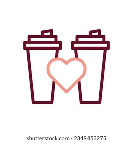 Cup love icon duocolor brown beige style valentine illustration vector element and symbol perfect.