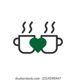 Cup love icon duotone grey green style valentine illustration vector element and symbol perfect.