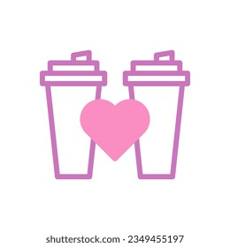 Cup love icon duotone purple pink style valentine illustration vector element and symbol perfect.