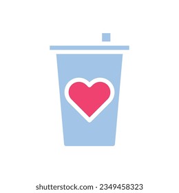 Cup love icon solid blue pink style valentine illustration vector element and symbol perfect.