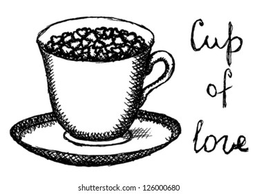 Cup of love, vector Valentine illustration