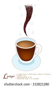 A Cup of Lungo with Coffee Bean, Lungo is A long Shot of Espresso That Take Up to A Minute to Pull, and Fill 50 to 60 Millilitres. 