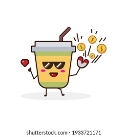 Cup magnet coin cute character illustration