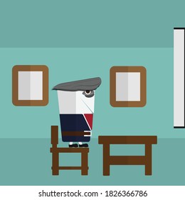 A cup man go to school ,cartoon vector for education