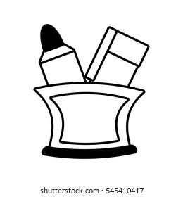 cup with marker pencil school outline vector illustration 10