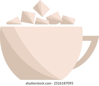 Taza con malvaviscos. Ilustración vectorial con fondo transparente.