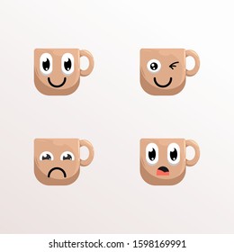 cup mascot expressions design vector collection