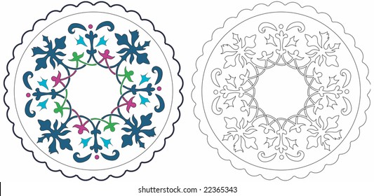 Cup mat. Copy space in center.