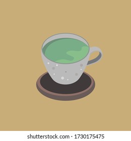 Cup of Matcha Latte 0n Background