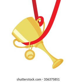 Cup with a medal on a white background