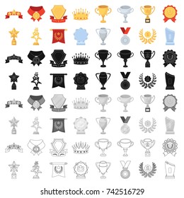 Cup, medal, pennant, and other elements. Awards and Trophies set collection icons in cartoon style vector symbol stock illustration web.