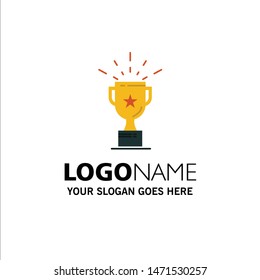 Cup, Medal, Prize, Trophy Business Logo Template. Flat Color