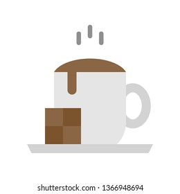 Cup of milk and chocolate vector illustration, Beverage flat design icon