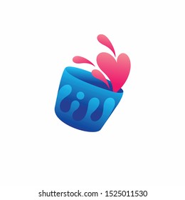 cup milk logo with splashes forming love