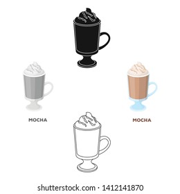 A cup of mocha with foam.Different types of coffee single icon in cartoon,black style vector symbol stock illustration web.