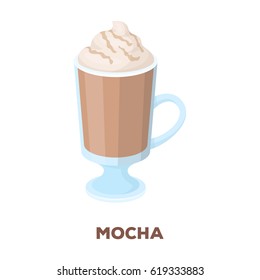 A cup of mocha with foam.Different types of coffee single icon in cartoon style vector symbol stock illustration web.